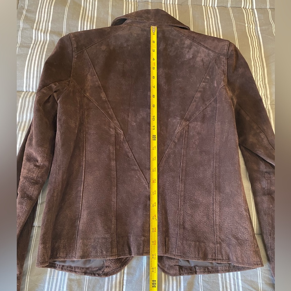 Siena Suede Jacket Womans Size 4 Brown Leather 2 Button Pockets Y2K Vintage - Picture 11 of 16